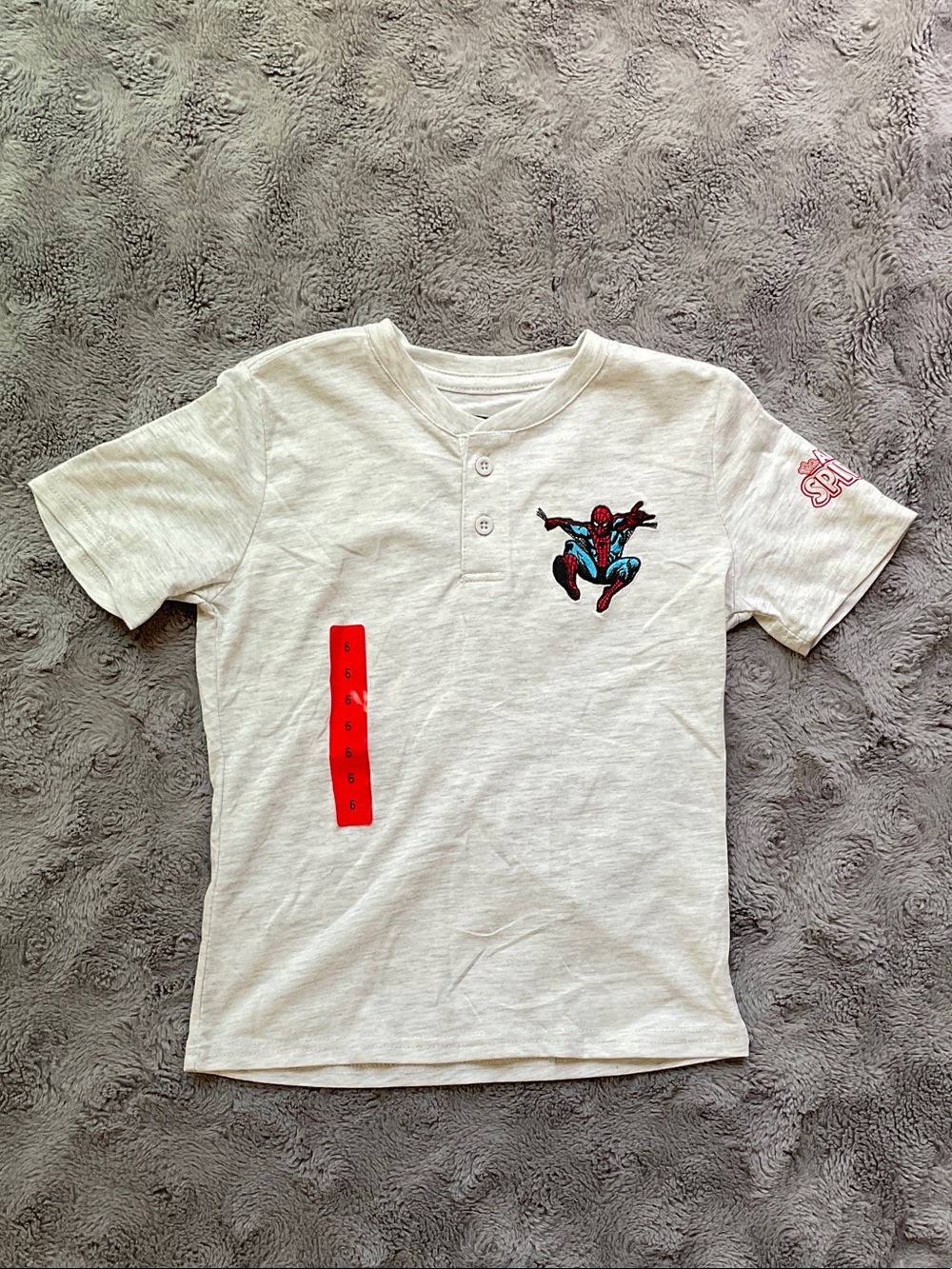 Kids White Spider-Man Embroidered Short Sleeve Top